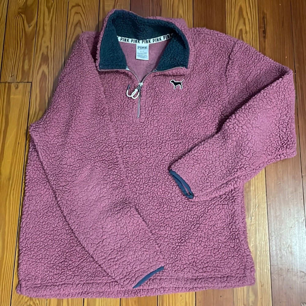 VS PINK Quarter-Zip Pullover- S